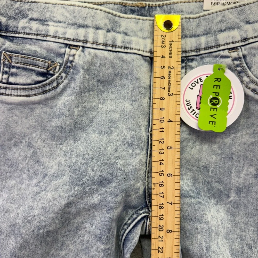 Justice Girls Denim Leggings Size 14 Slim Blue Acid Wash Soft Stretchy Comfy‎